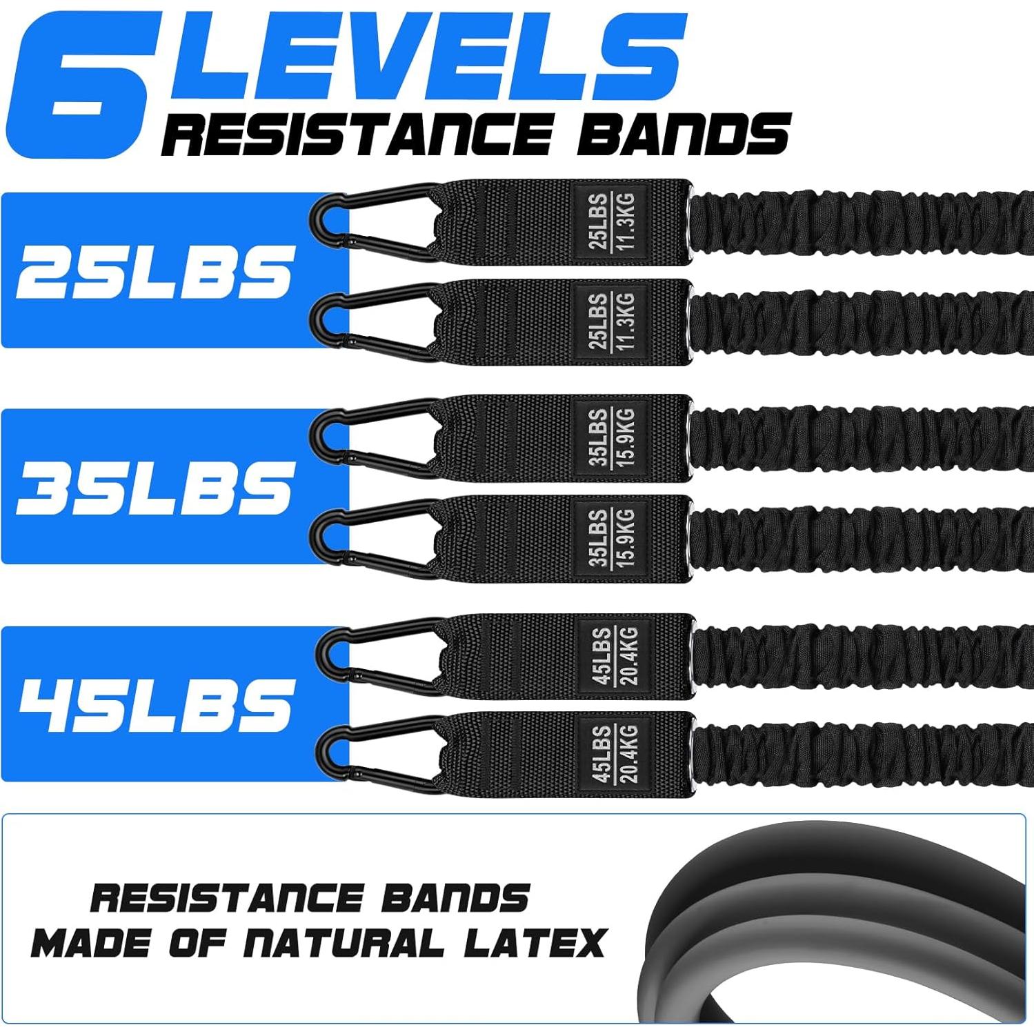 Kit de Bar Pilates BesBiu con Bandas de Resistencia 95kg