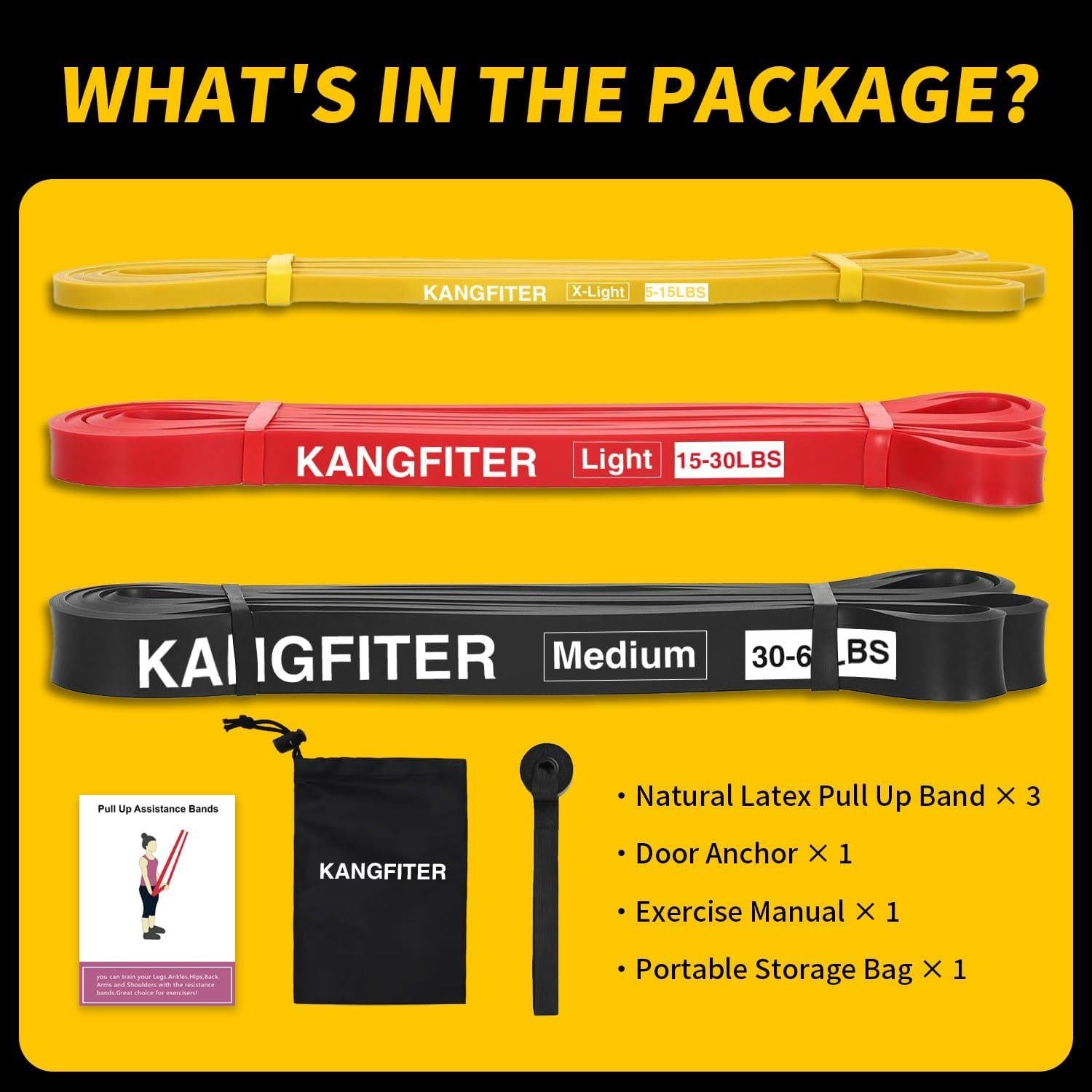 Bandas de Resistencia KANGFITER 3 Niveles para Entrenamiento