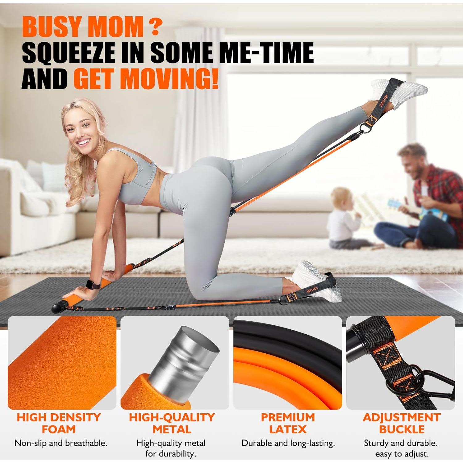 Kit de Barra de Pilates KUTIZE con Bandas de Resistencia 13.6kg