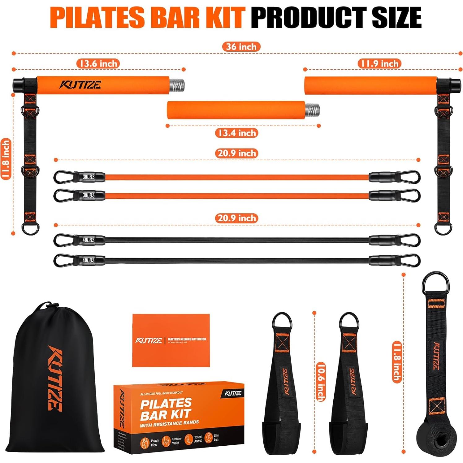 Kit de Barra de Pilates KUTIZE con Bandas de Resistencia 13.6kg