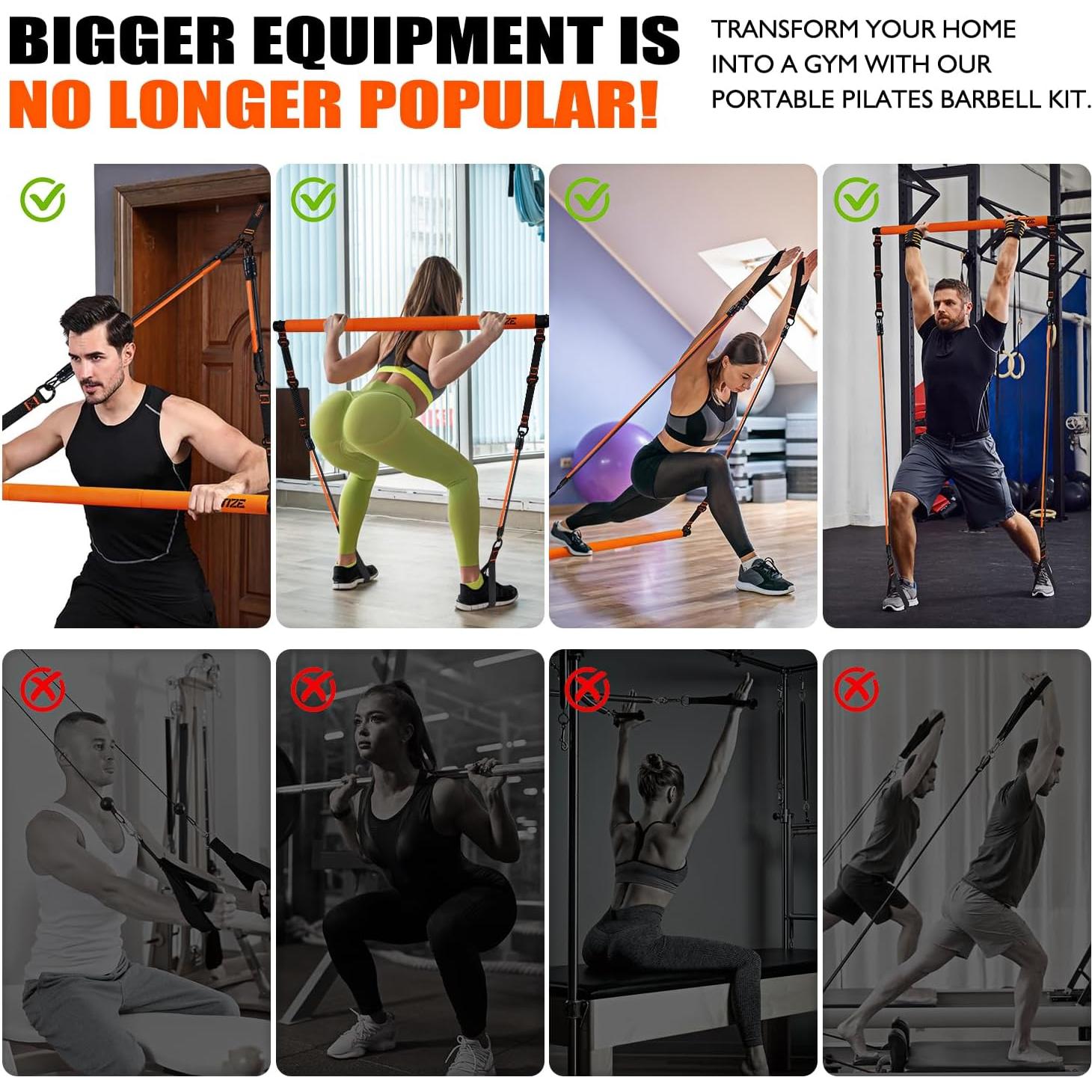 Kit de Barra de Pilates KUTIZE con Bandas de Resistencia 13.6kg