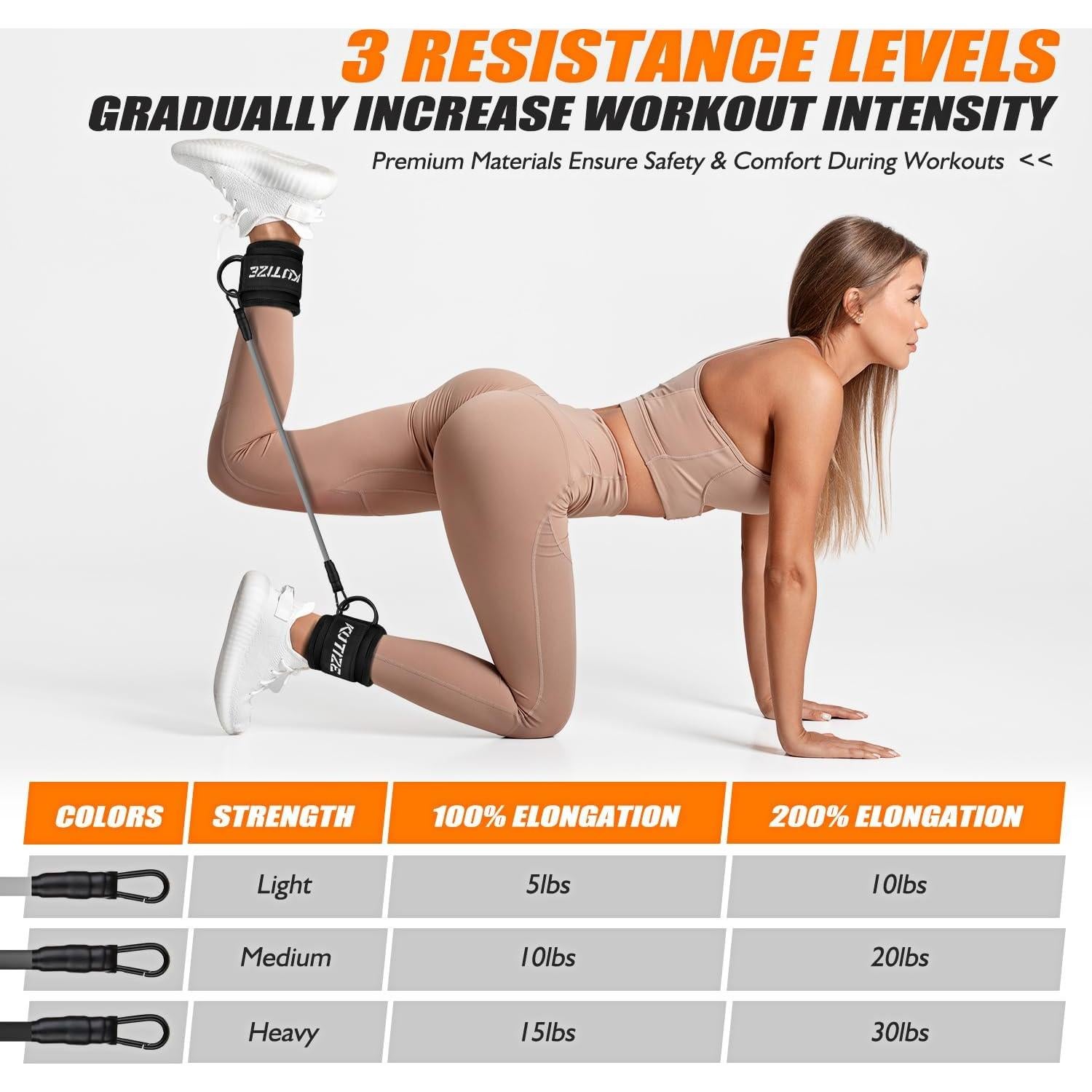 Bandas de Resistencia para Tobillos KUTIZE - 3 Niveles Ajustables