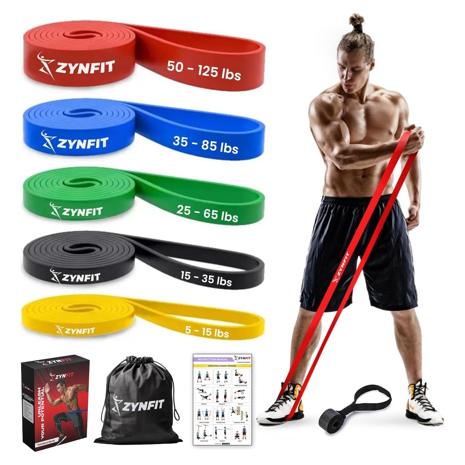 Juego de 5 Bandas de Resistencia ZYNFIT con Ancla de Puerta