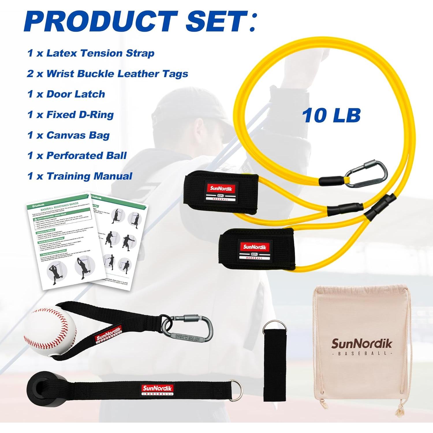 Bandas de Resistencia SunNordik para Entrenamiento de Béisbol 10LB