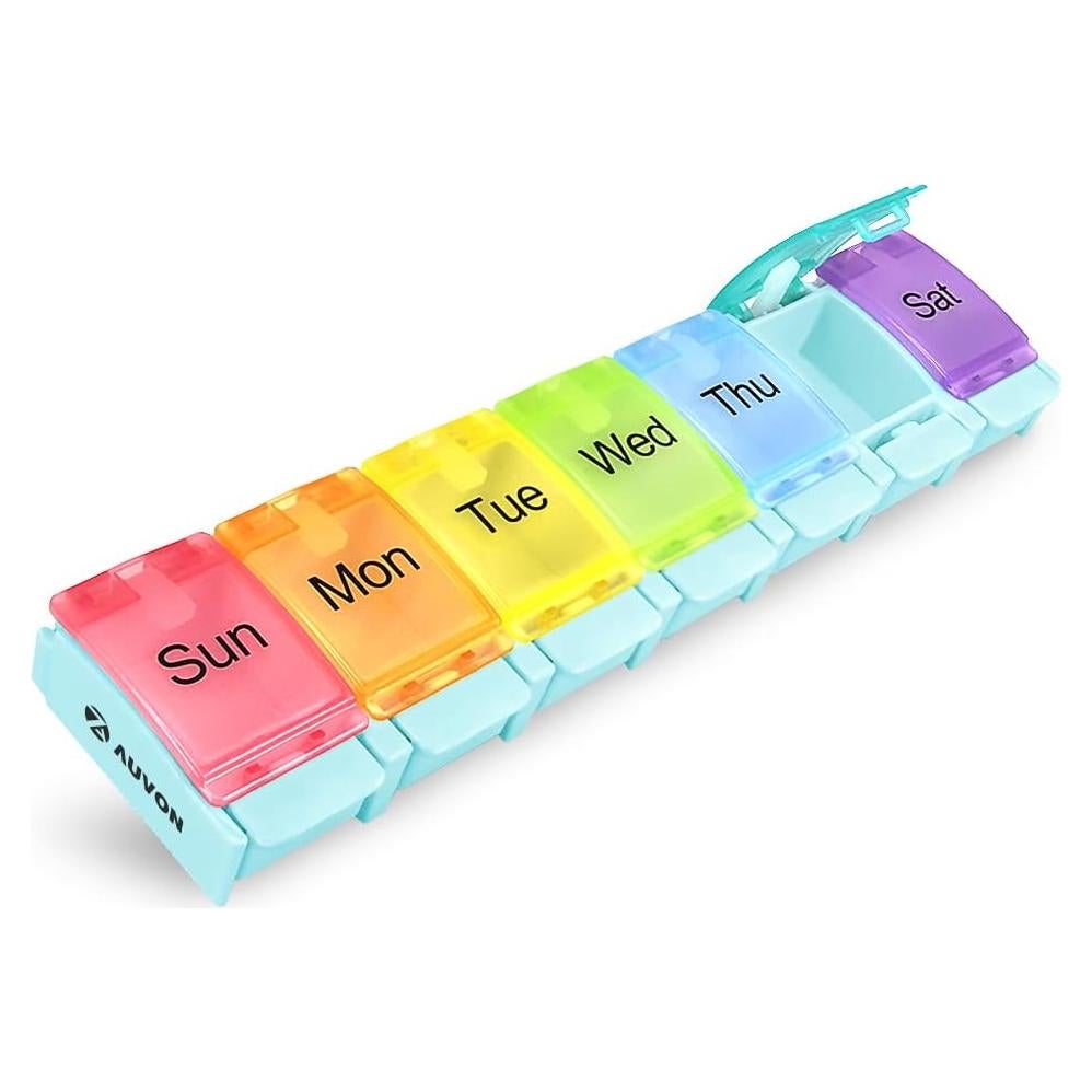 Organizador Semanal de Pastillas AUVON Azul Claro, 7 Días, Libre de BPA