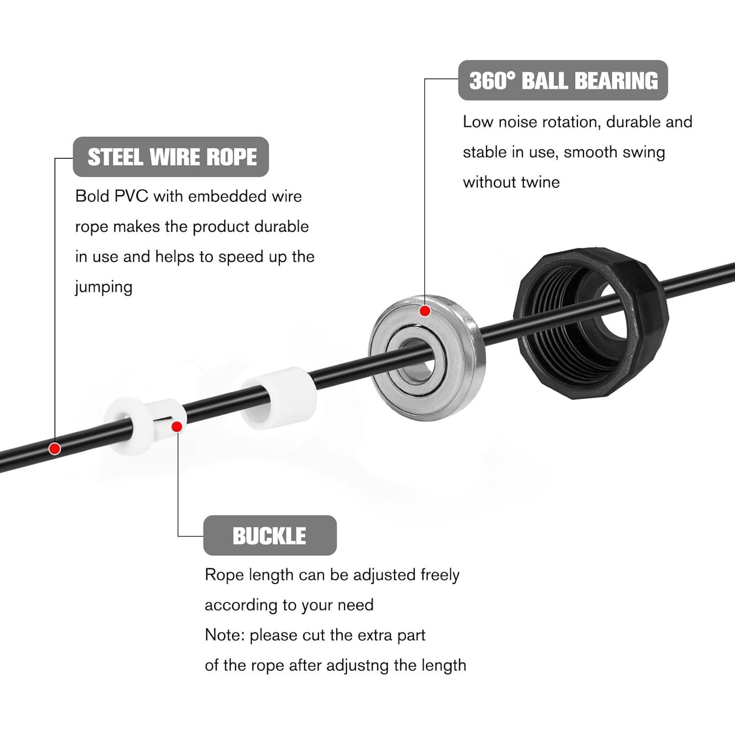 Cuerda de Salto Ajustable BLEUM CADE para Fitness y Ejercicio
