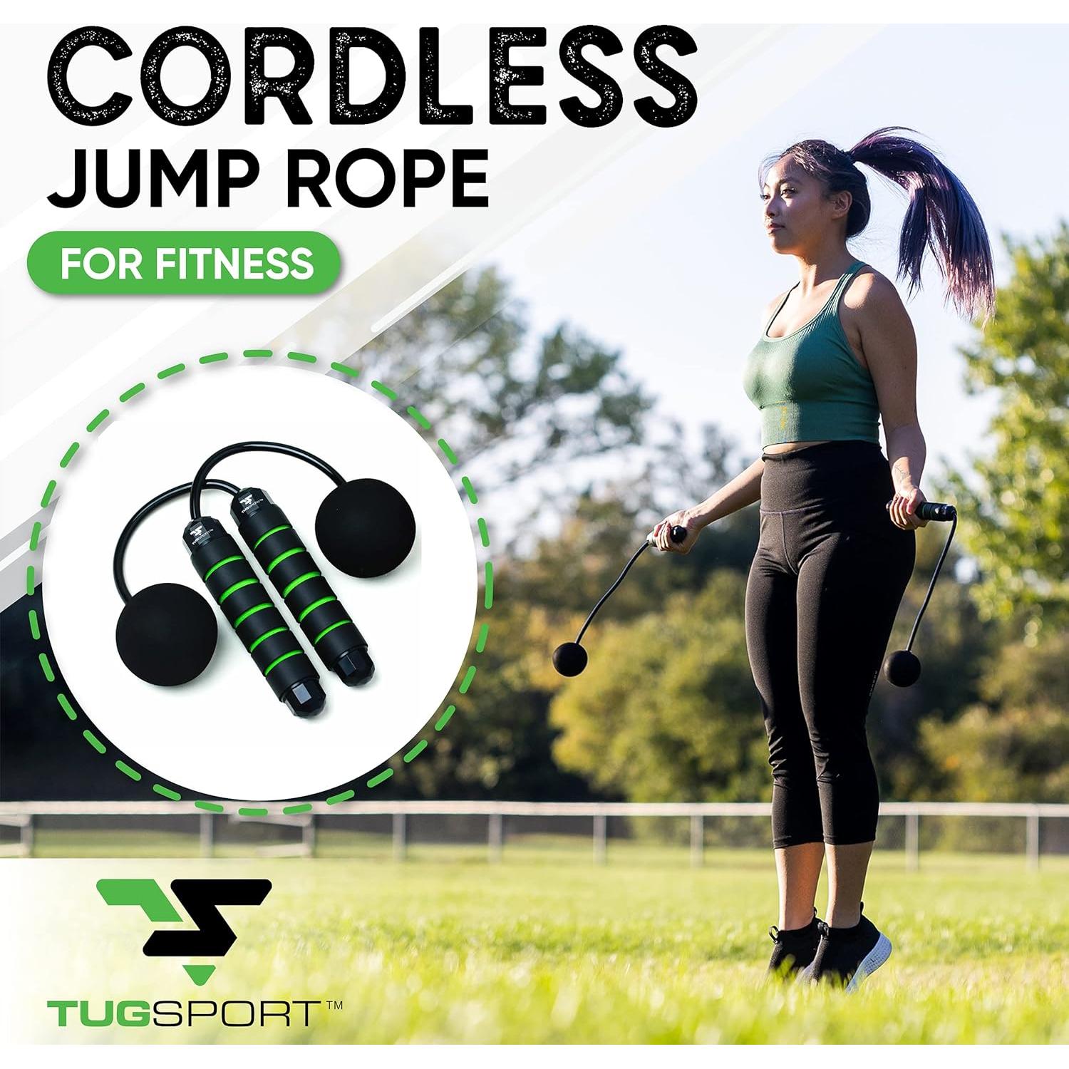 Cuerda de Salto Sin Cable TugSport con Peso - Ajustable y Antideslizante