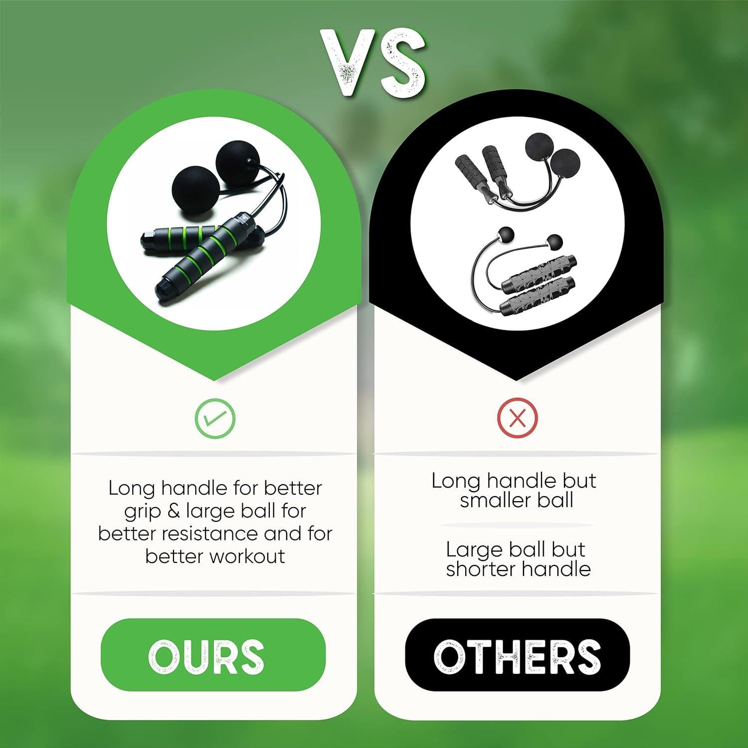 Cuerda de Salto Sin Cable TugSport con Peso - Ajustable y Antideslizante