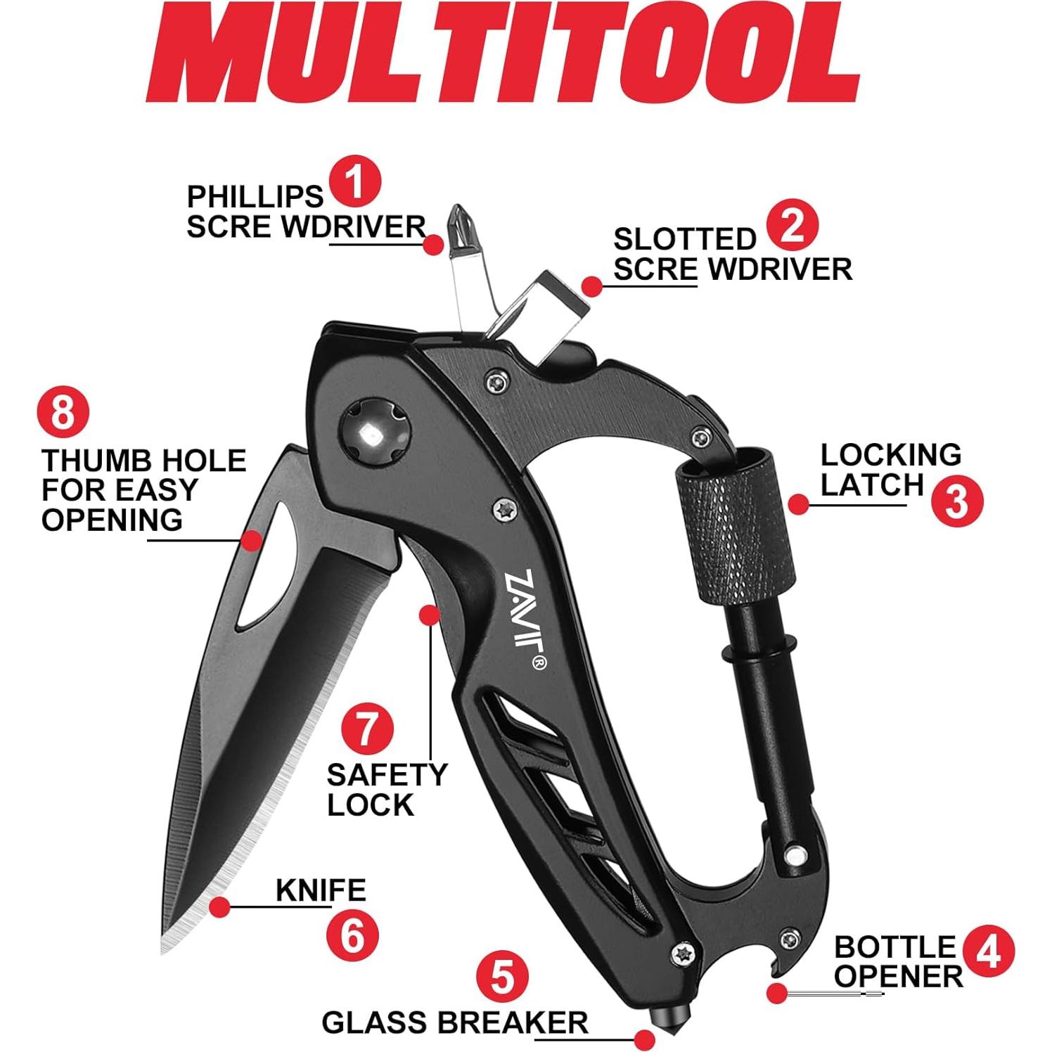 Cuchillo Multitool ZAVIT Negro 11.43 cm para Aventuras