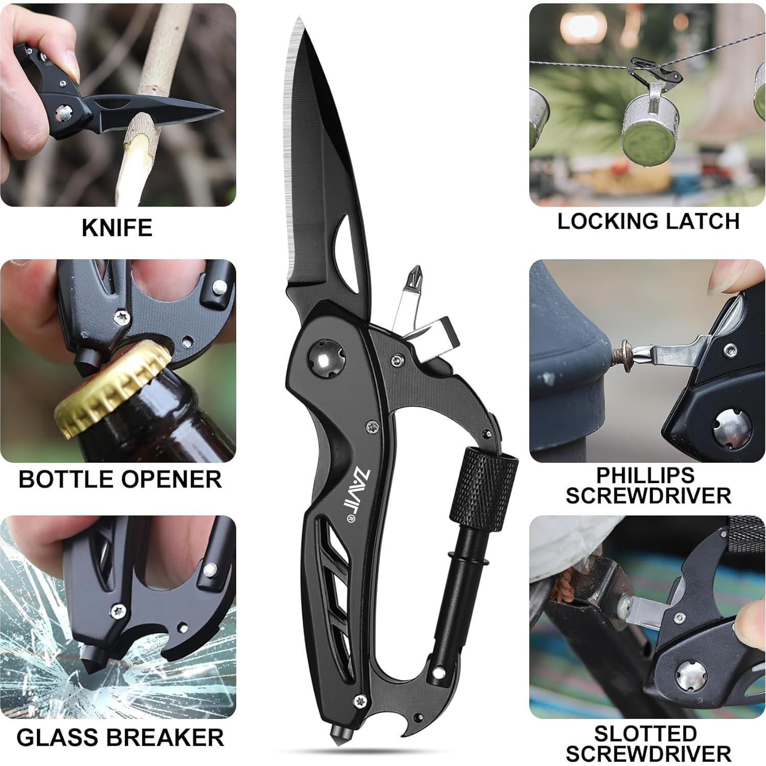Cuchillo Multitool ZAVIT Negro 11.43 cm para Aventuras