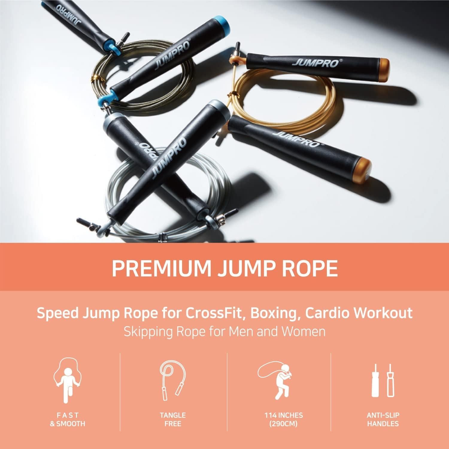 Cuerda de Salto KSY JUMP ROPE S700 Ajustable 290 cm Oro