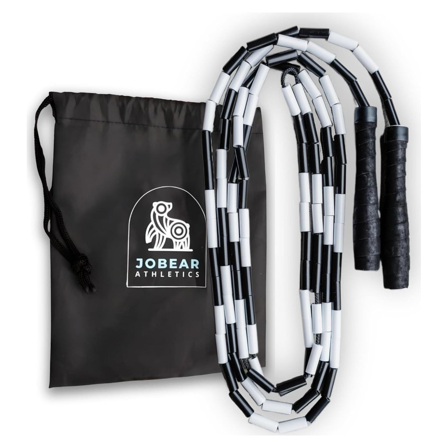 Cuerda de Saltar JOBEAR Athletics Ajustable con Cuentas - Negro/Blanco