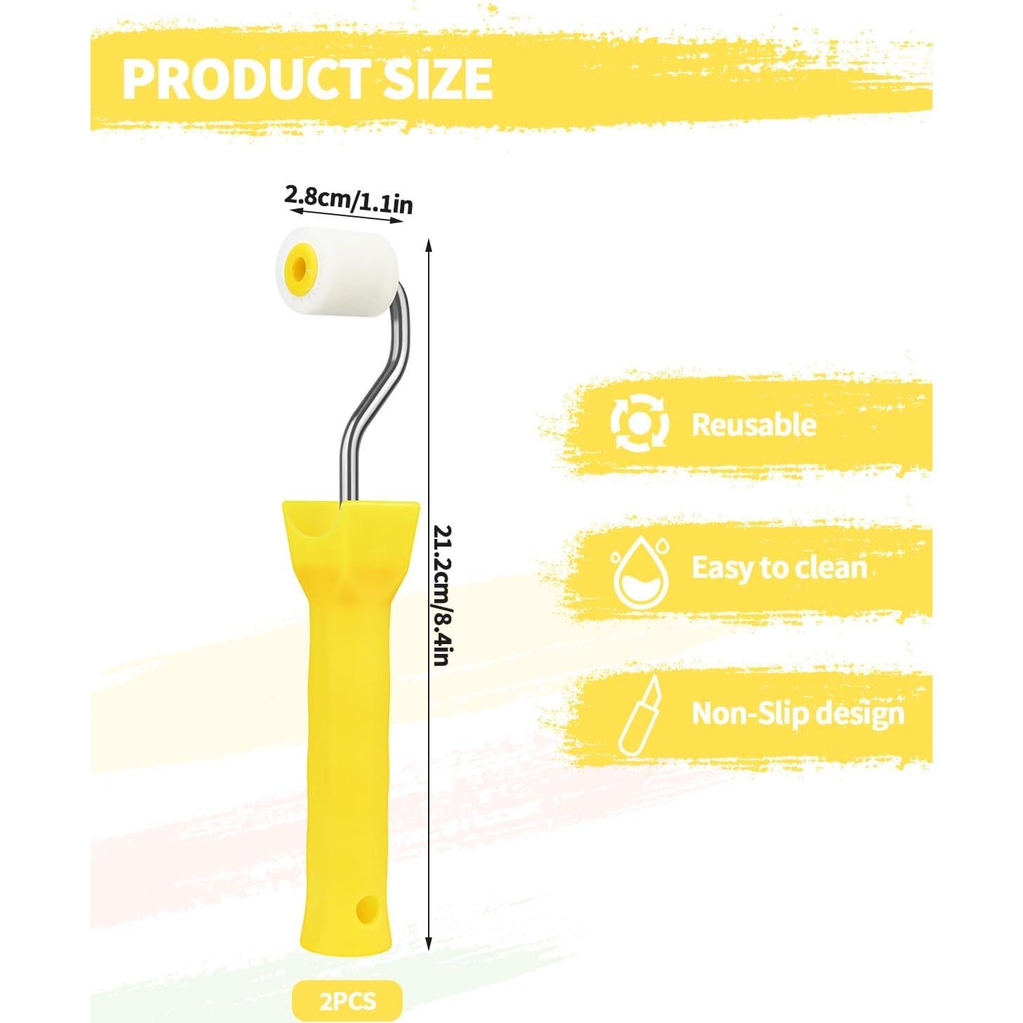 2 Mini Rodillos de Pintura de Espuma 1" Abvsdu - Herramienta Profesional