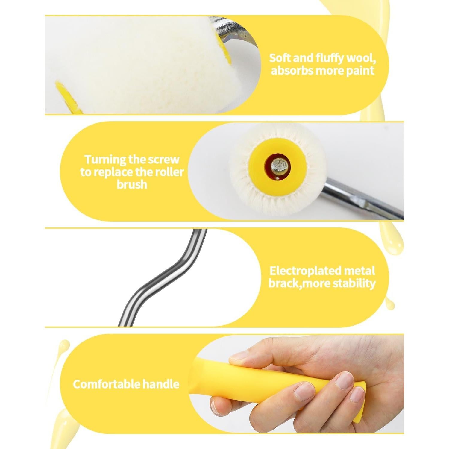 2 Mini Rodillos de Pintura de Espuma 1" Abvsdu - Herramienta Profesional