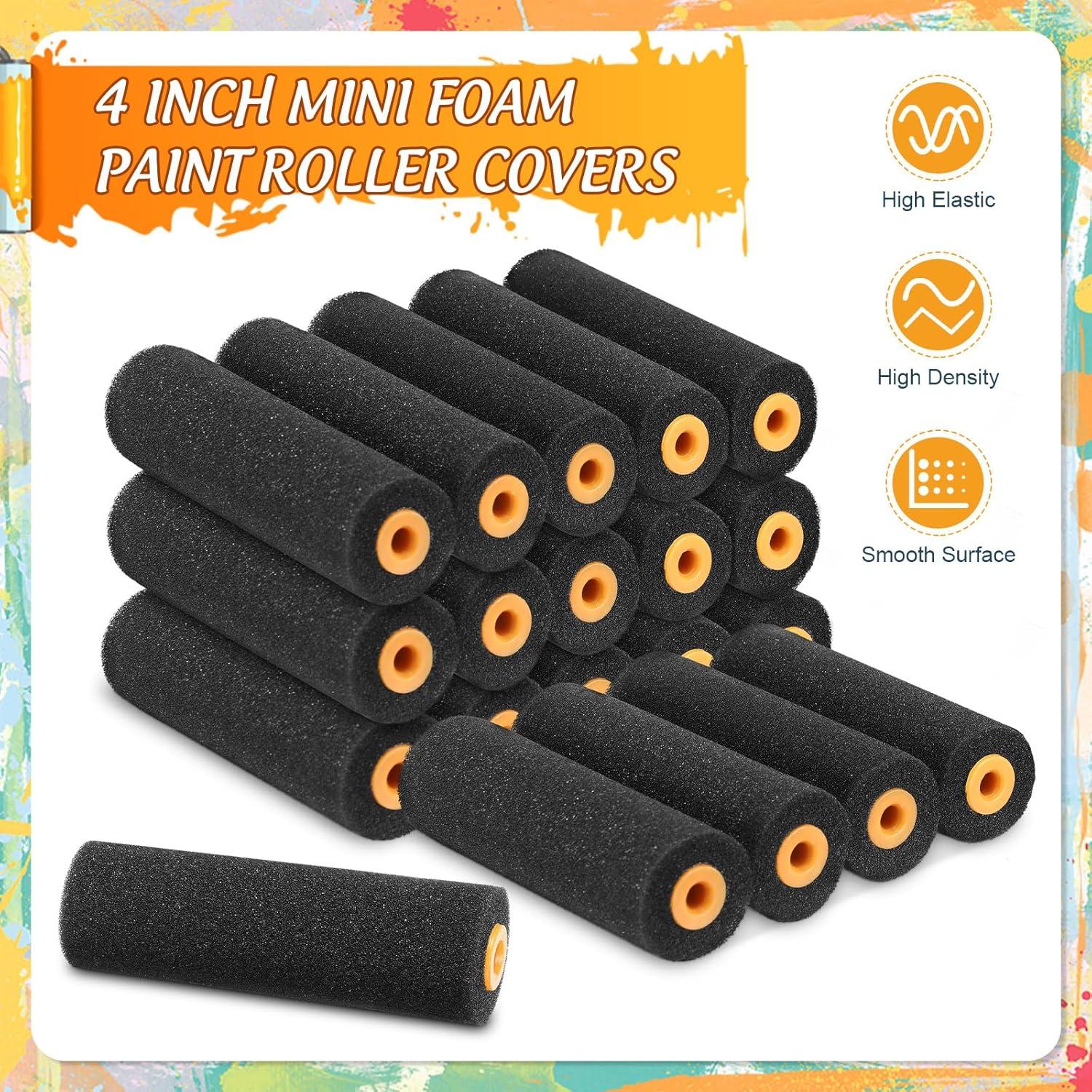 20 Rodillos de Pintura de Espuma Negra 10.16 cm Leriton