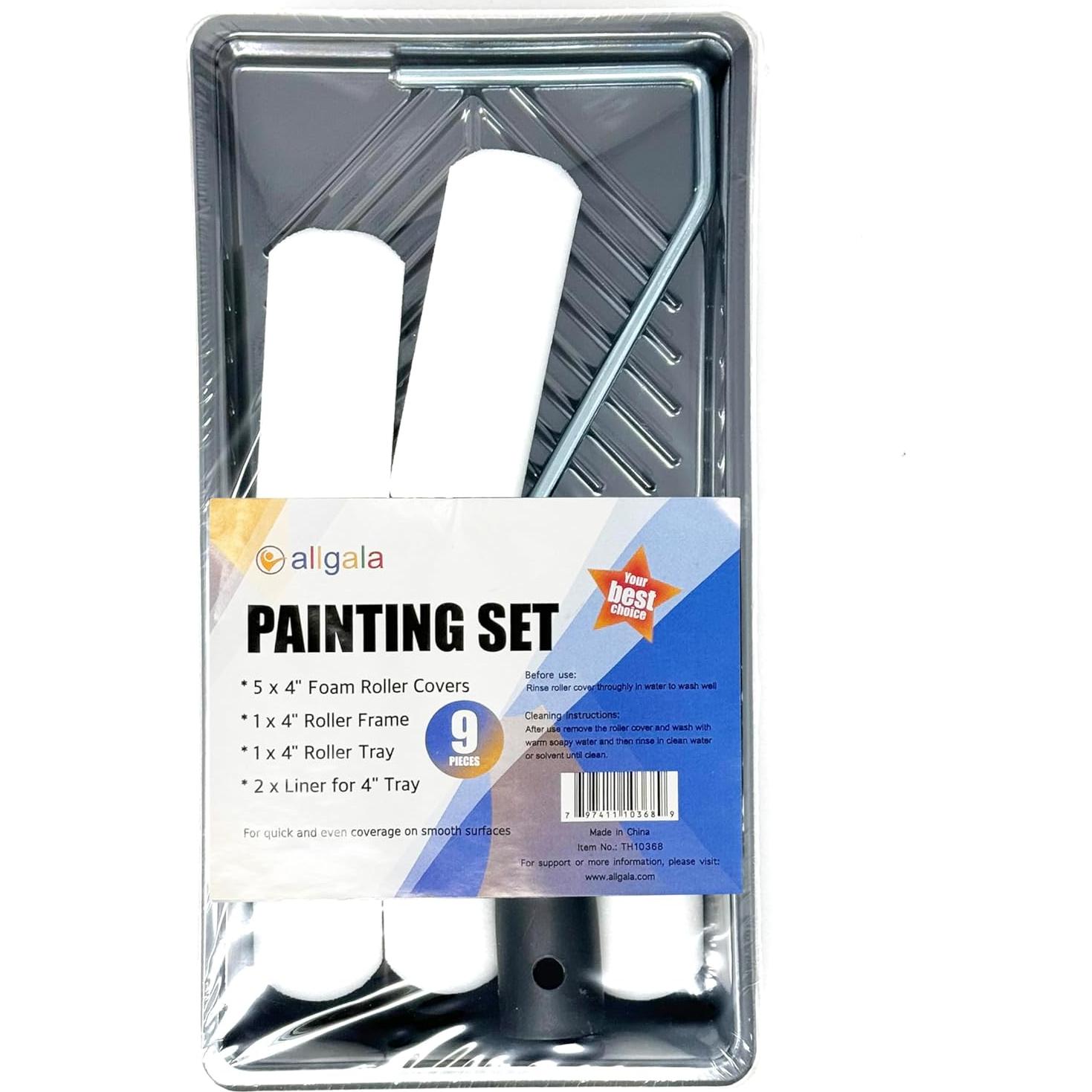 Kit de Rodillos de Pintura de Espuma Allgala 9 Piezas 4"