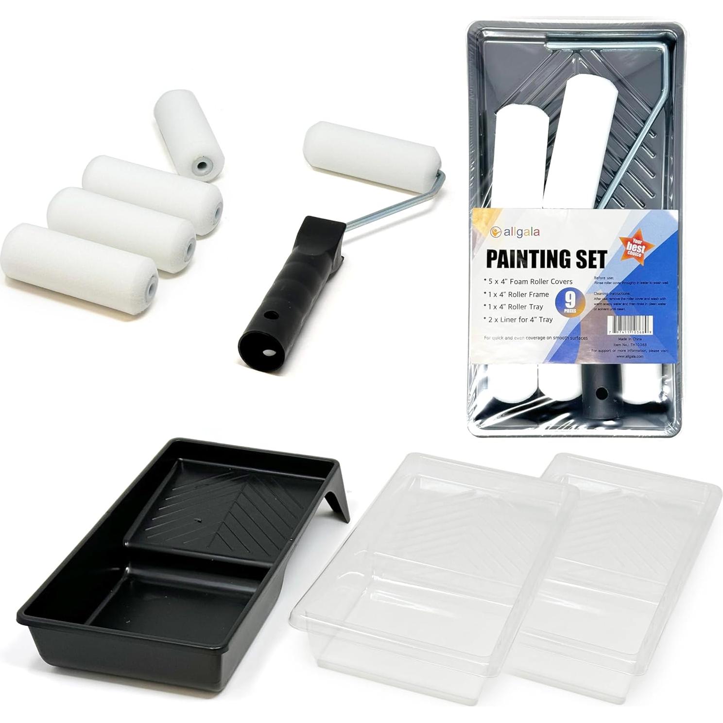 Kit de Rodillos de Pintura de Espuma Allgala 9 Piezas 4"