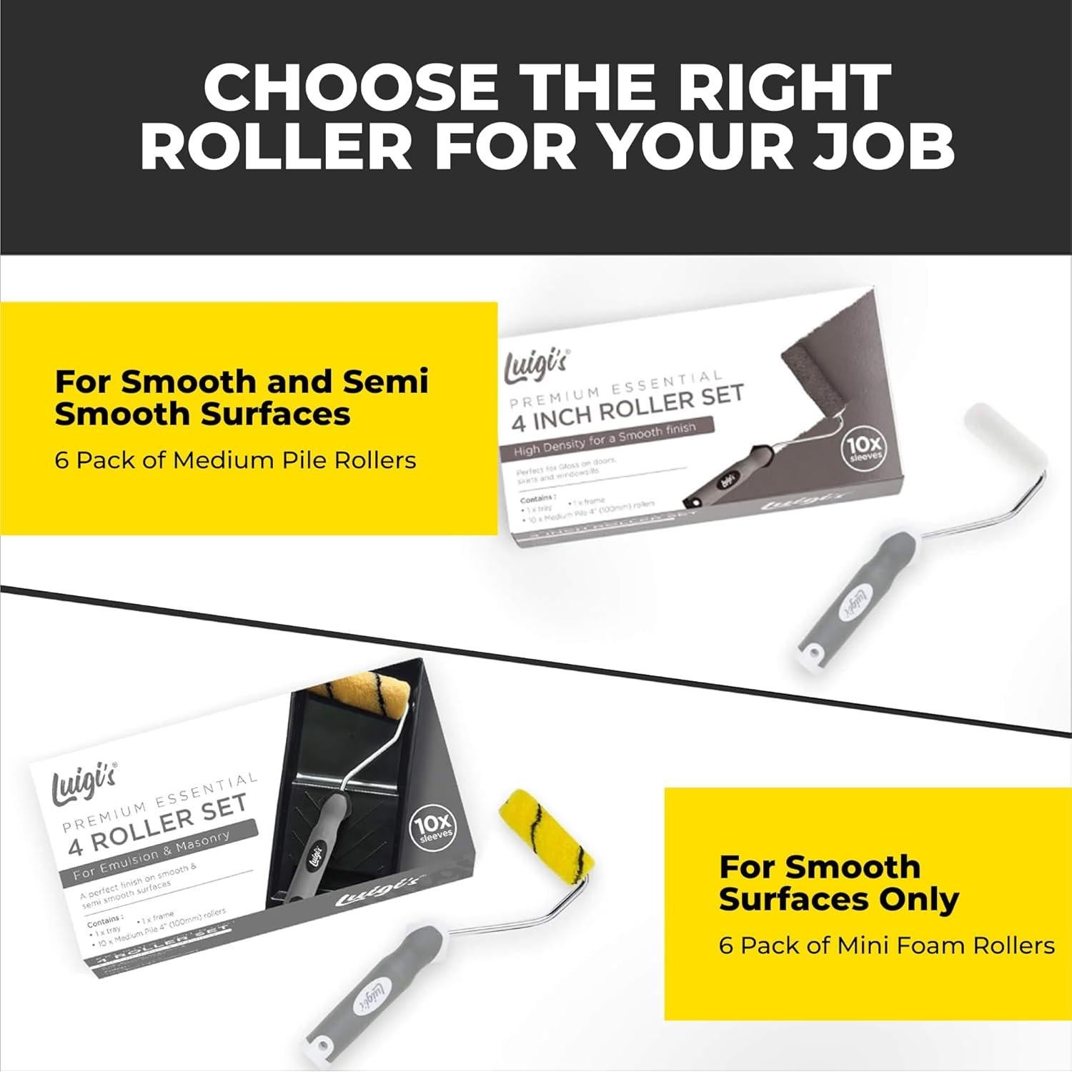 Juego de Rodillos de Pintura Mini 4" Luigi - 6 Piezas