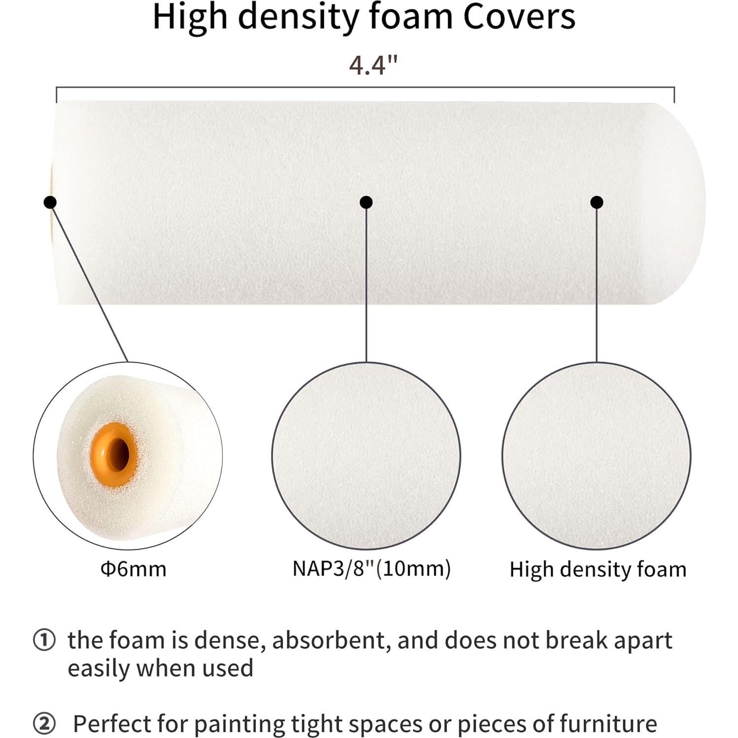 Kit de Rodillo de Pintura Mini Voomey 8 Piezas 10.16 cm