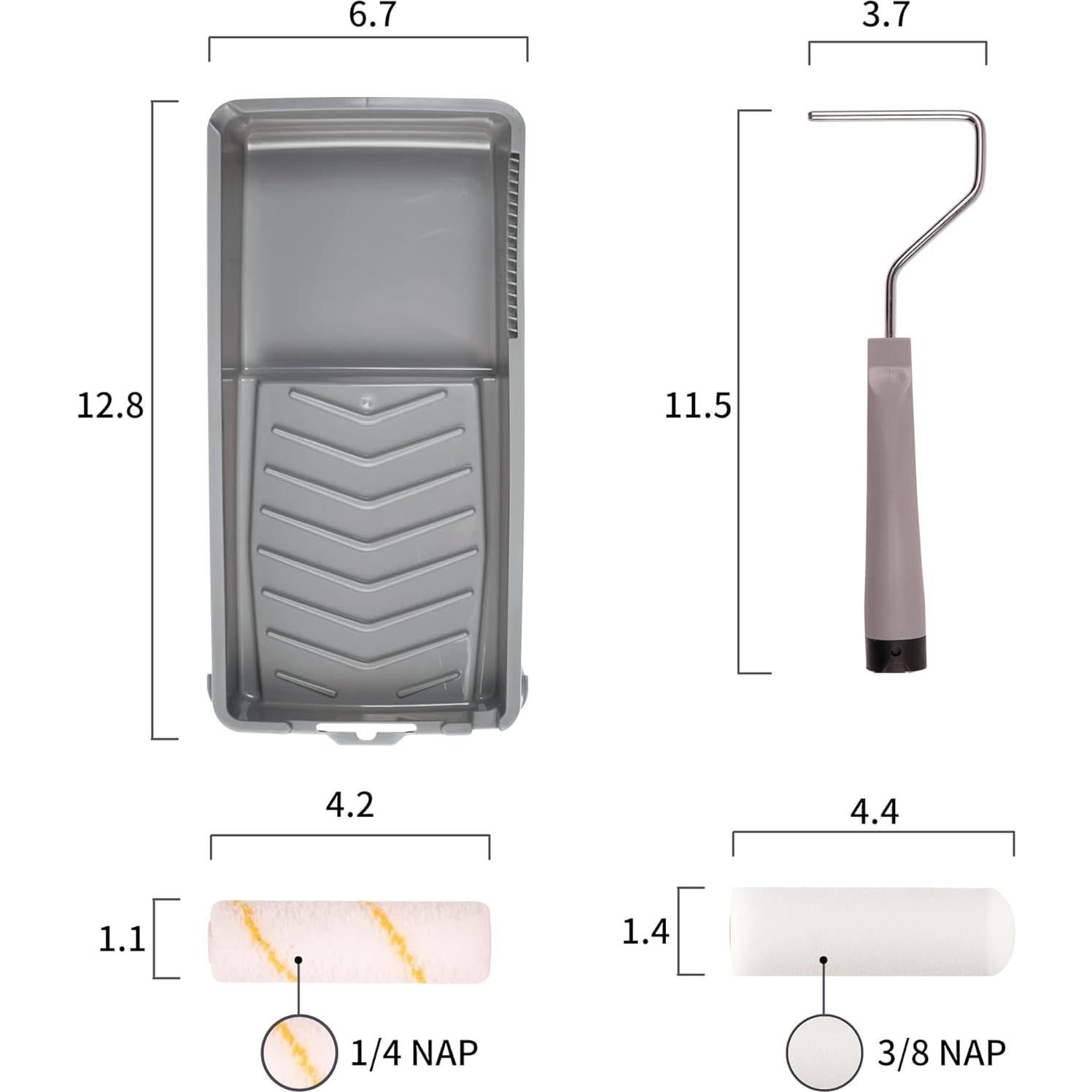 Kit de Rodillo de Pintura Mini Voomey 8 Piezas 10.16 cm