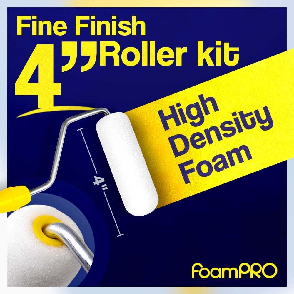 Kit de Pintura FoamPRO 4" Acabador Fino con Bandeja y Rodillos