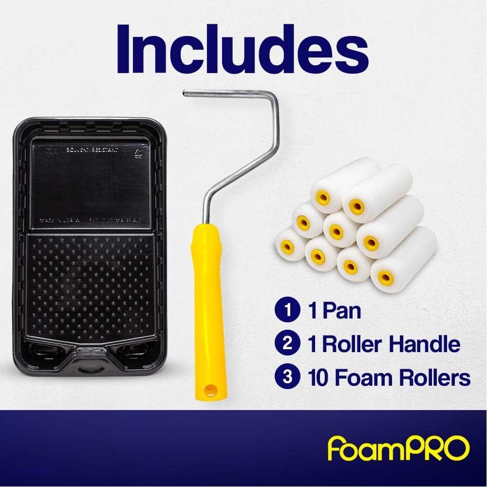 Kit de Pintura FoamPRO 4" Acabador Fino con Bandeja y Rodillos