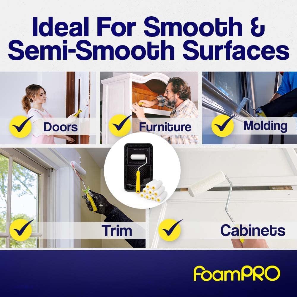 Kit de Pintura FoamPRO 4" Acabador Fino con Bandeja y Rodillos