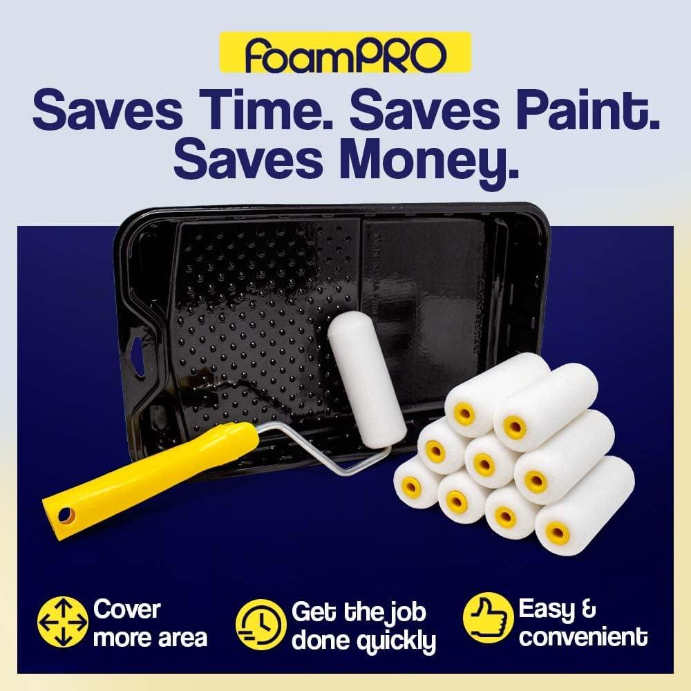 Kit de Pintura FoamPRO 4" Acabador Fino con Bandeja y Rodillos