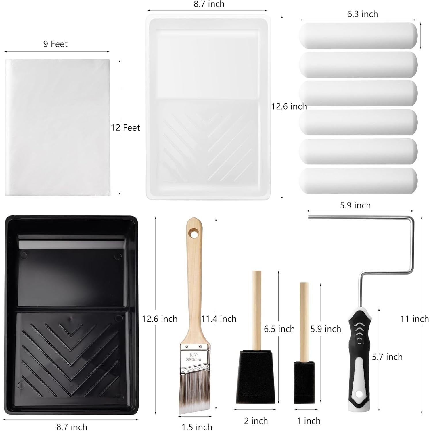 Kit de Rodillos de Pintura Mister Rui 16 Piezas 6 Pulgadas