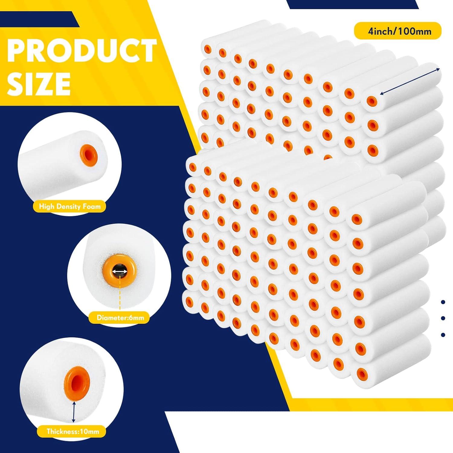 Leumoi 160 Fundas de Rodillo de Pintura de Espuma 10.5 cm