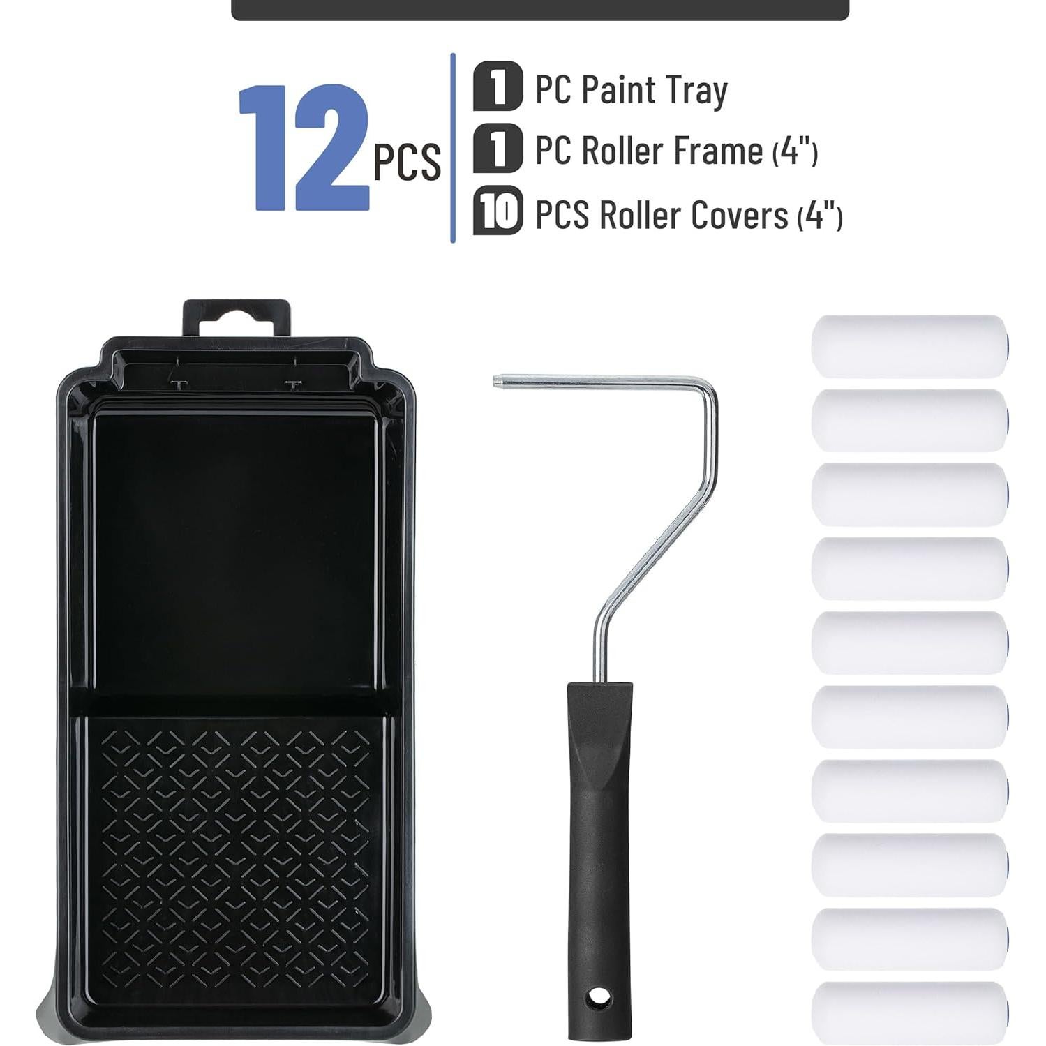 Juego de Rodillos de Pintura de Espuma Bates 12 Piezas 10 cm