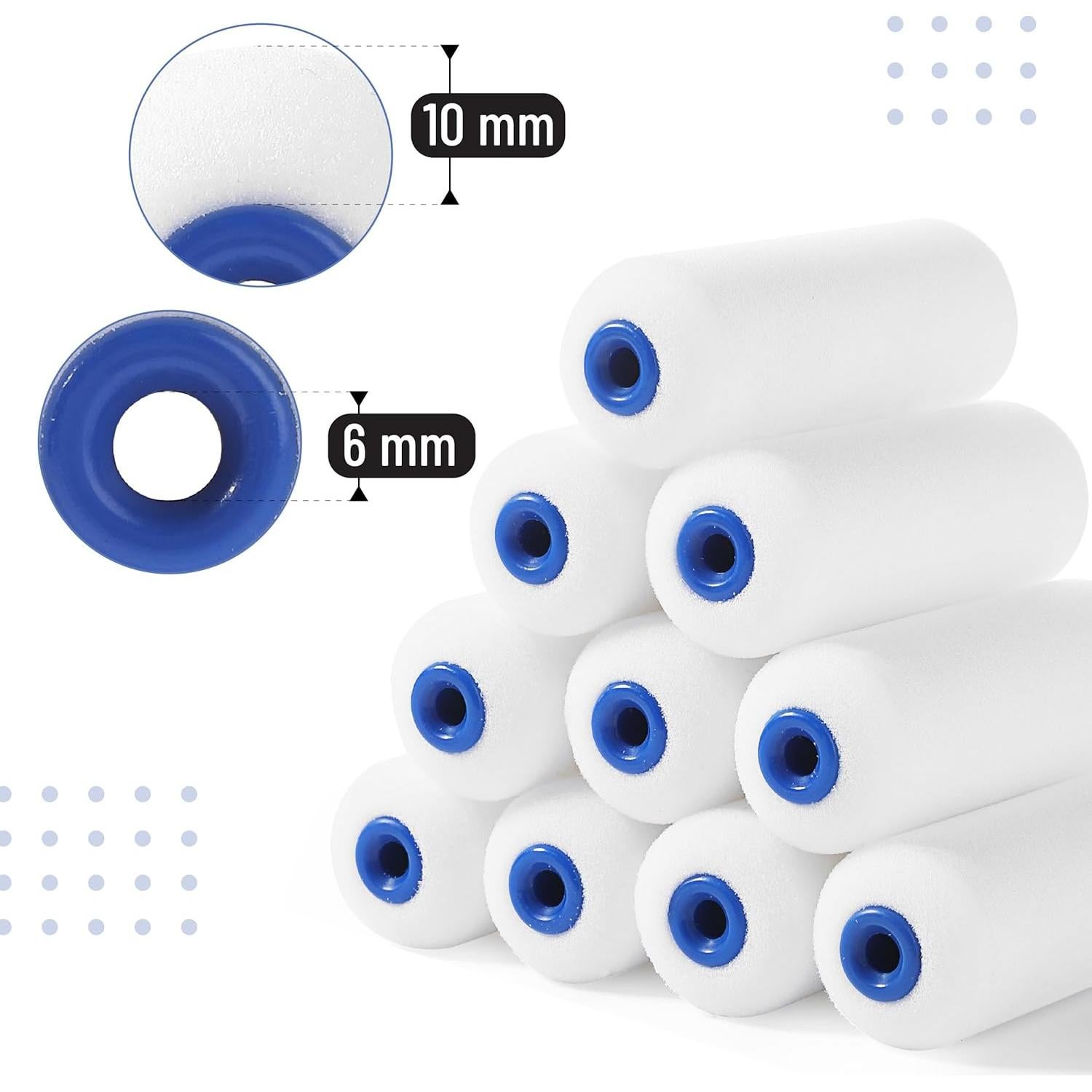 Juego de Rodillos de Pintura de Espuma Bates 12 Piezas 10 cm