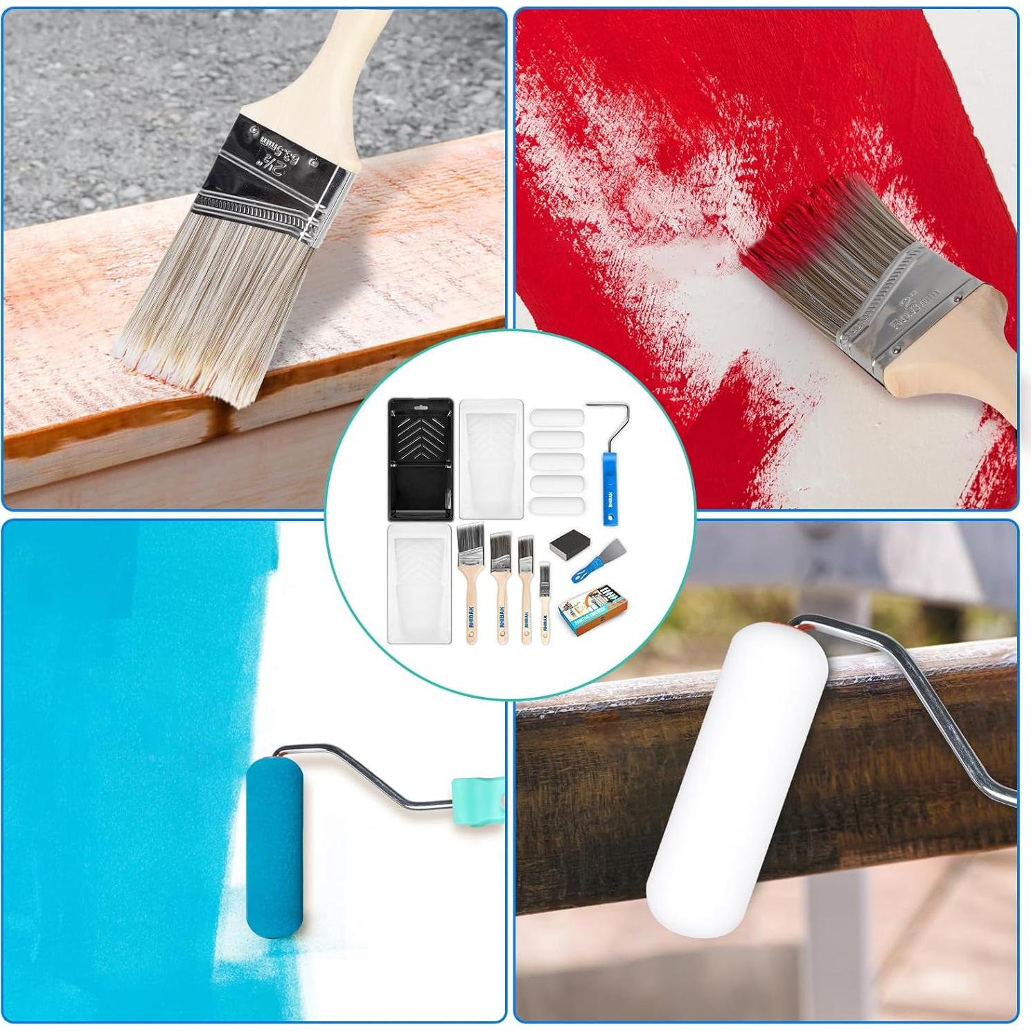 Kit de Pintura Rhibak 10 Piezas - Rodillo 10 cm y Brochas
