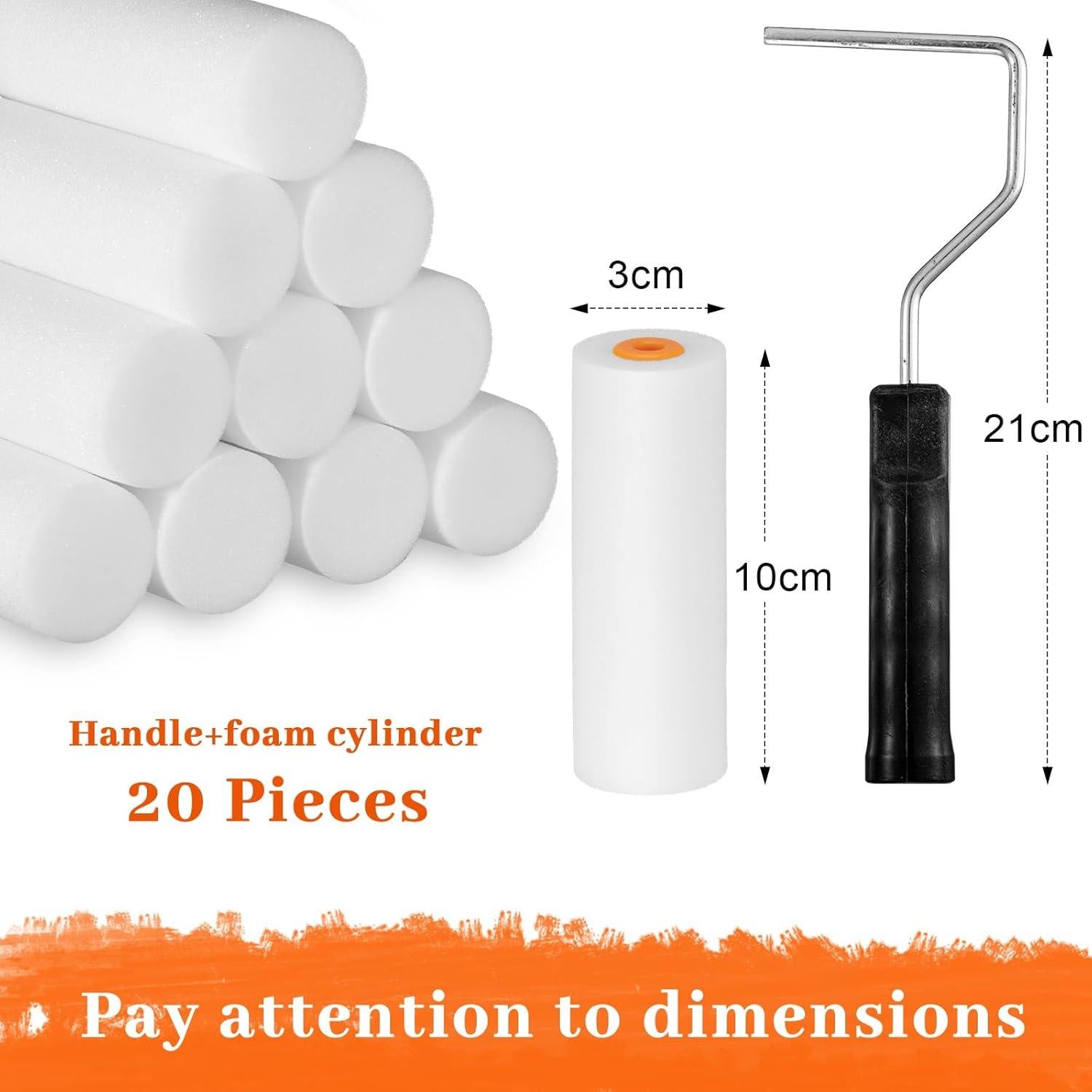 20 Rodillos de Pintura de Espuma Yeaqee 10.16 cm Reutilizables