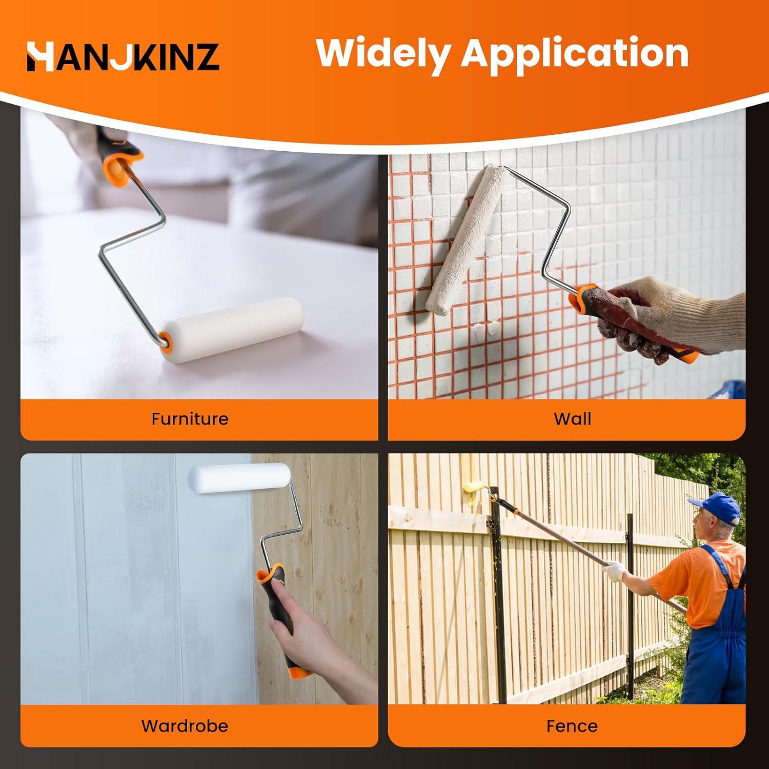 Kit de Rodillo de Pintura 12 Pcs HANJKINZ 15 cm Espuma Densa