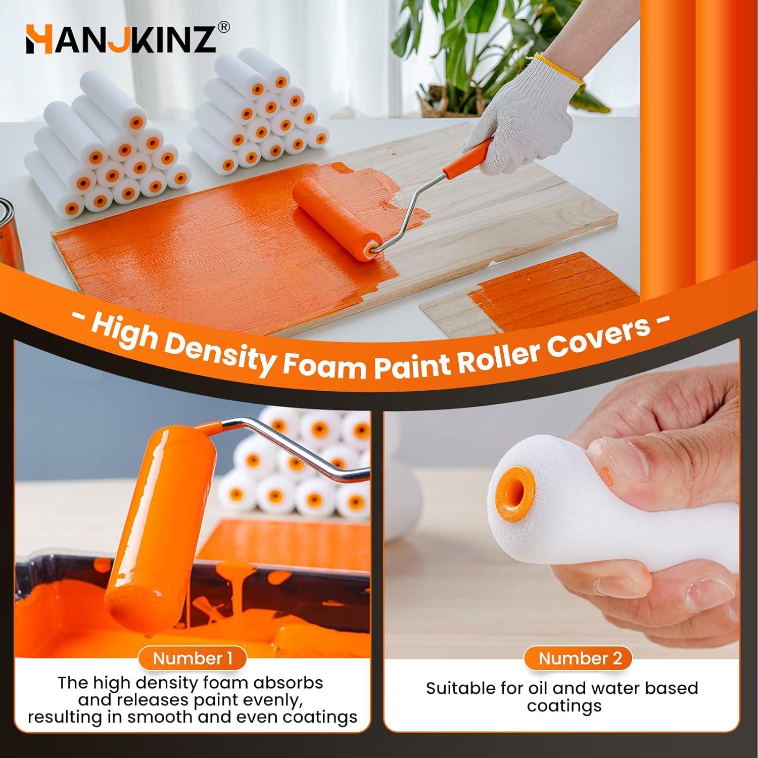 Rodillos de Pintura de Espuma HANJKINZ 28 Pcs 4" y 6"