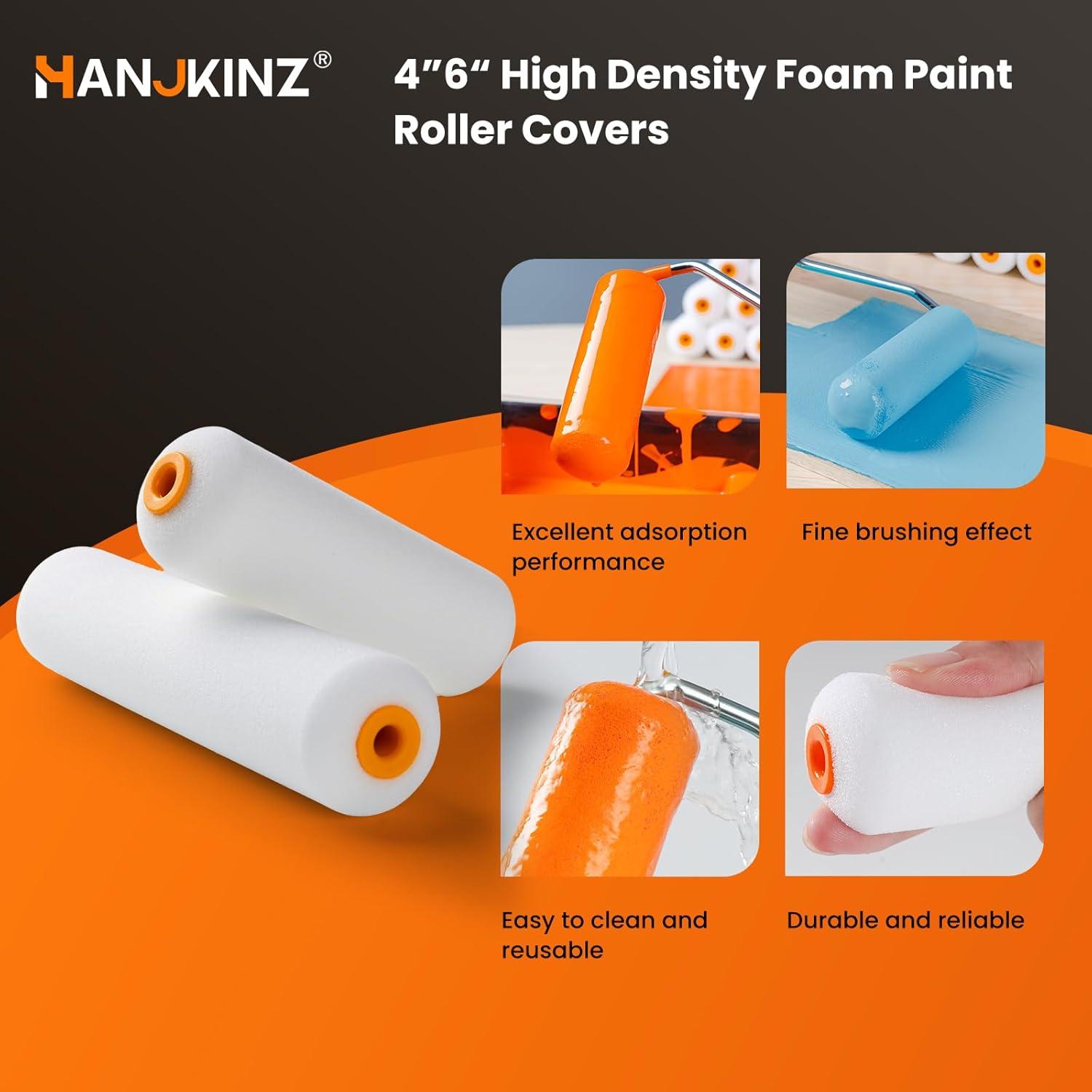 Rodillos de Pintura de Espuma HANJKINZ 28 Pcs 4" y 6"