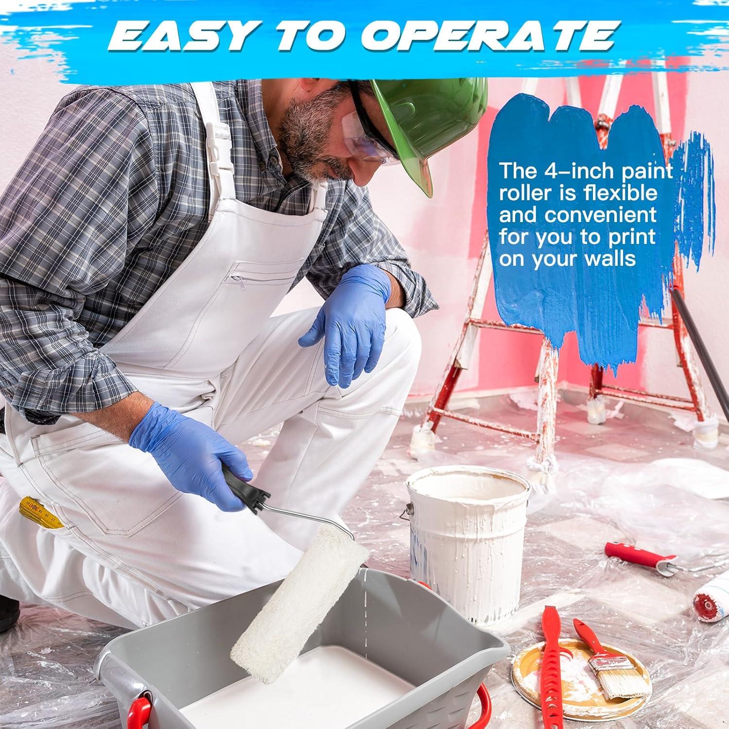 Baderke 10 Pcs Mini Rodillo de Pintura 10.16 cm con Mango