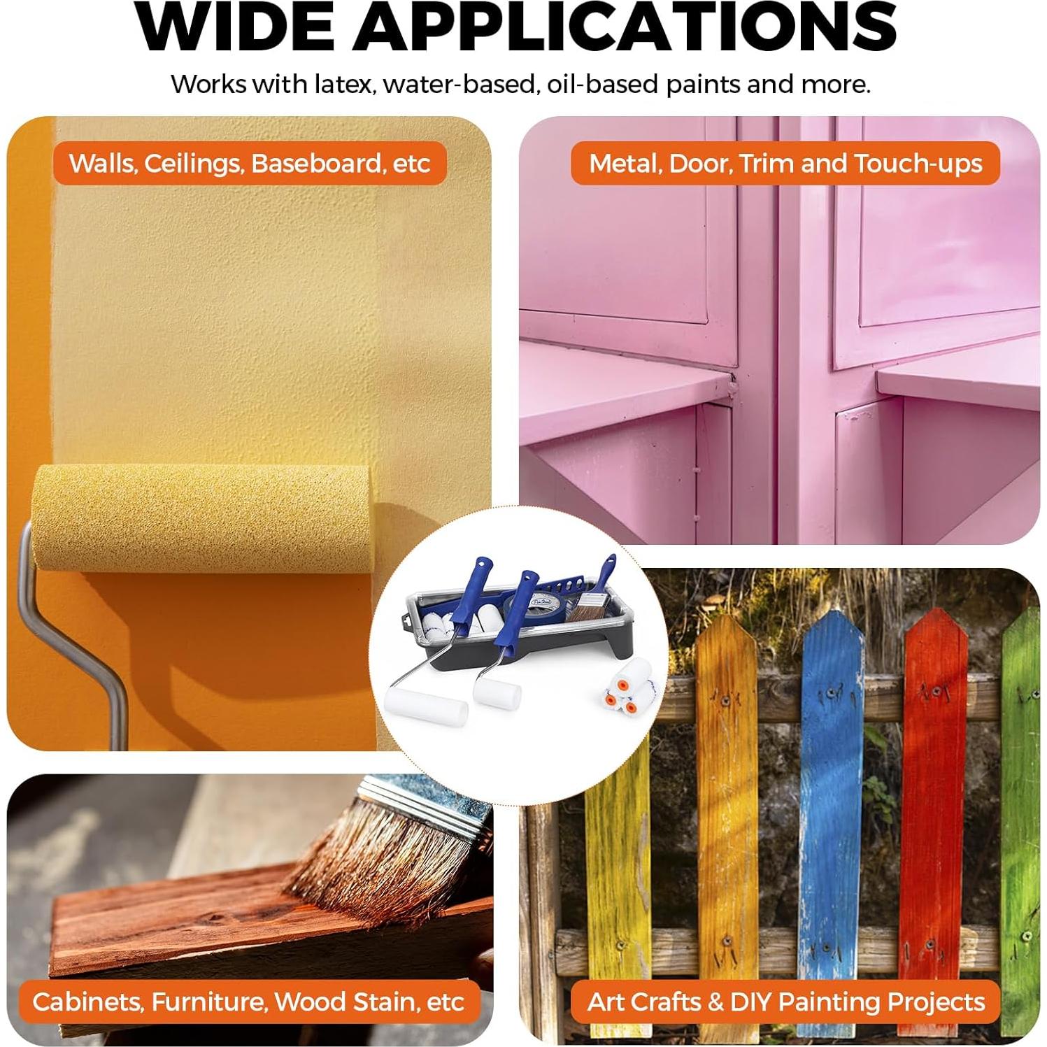 Kit de Rodillos de Pintura 20 Piezas PinStone 4" y 2"