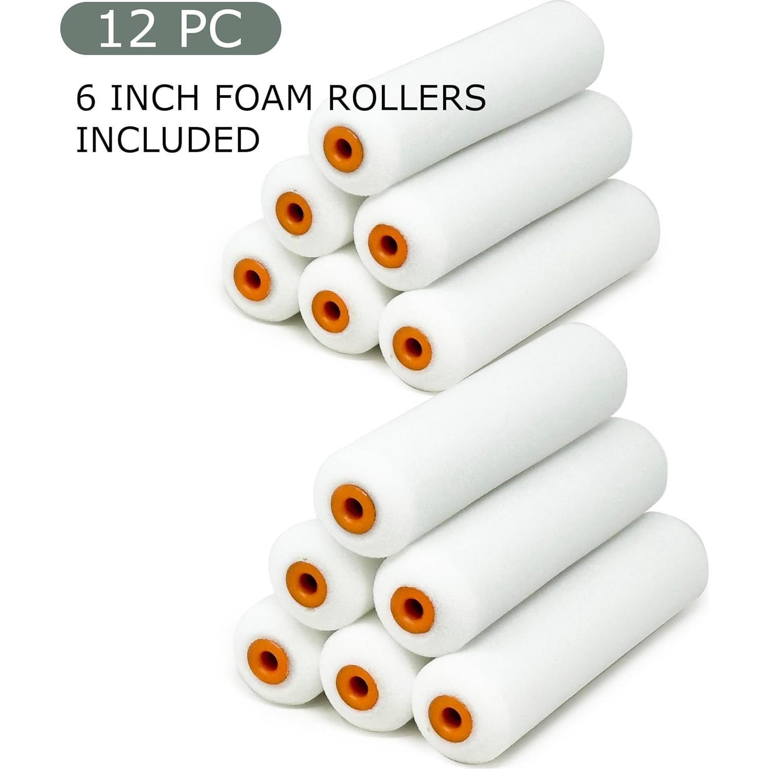 Rodillos de Espuma Allgala 6" (15.24 cm) Paquete de 12 Sin Pelusa