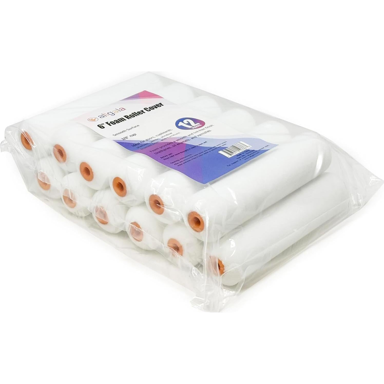 Rodillos de Espuma Allgala 6" (15.24 cm) Paquete de 12 Sin Pelusa