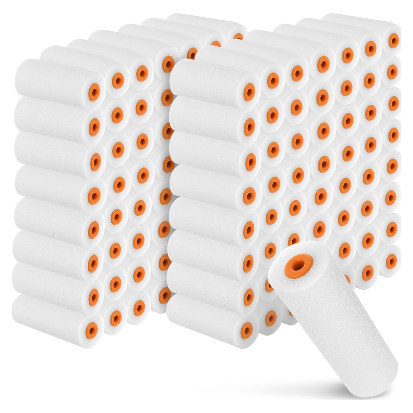 120 Mini Rodillos de Pintura de Espuma EupHHonycs 10cm Blanco