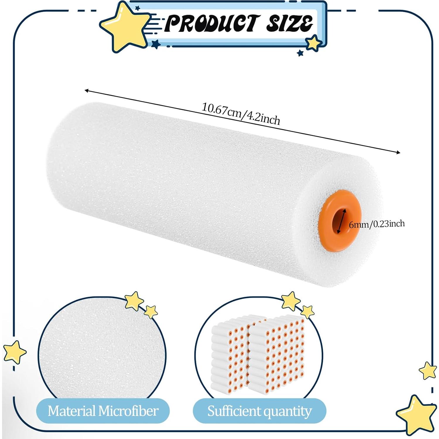 120 Mini Rodillos de Pintura de Espuma EupHHonycs 10cm Blanco