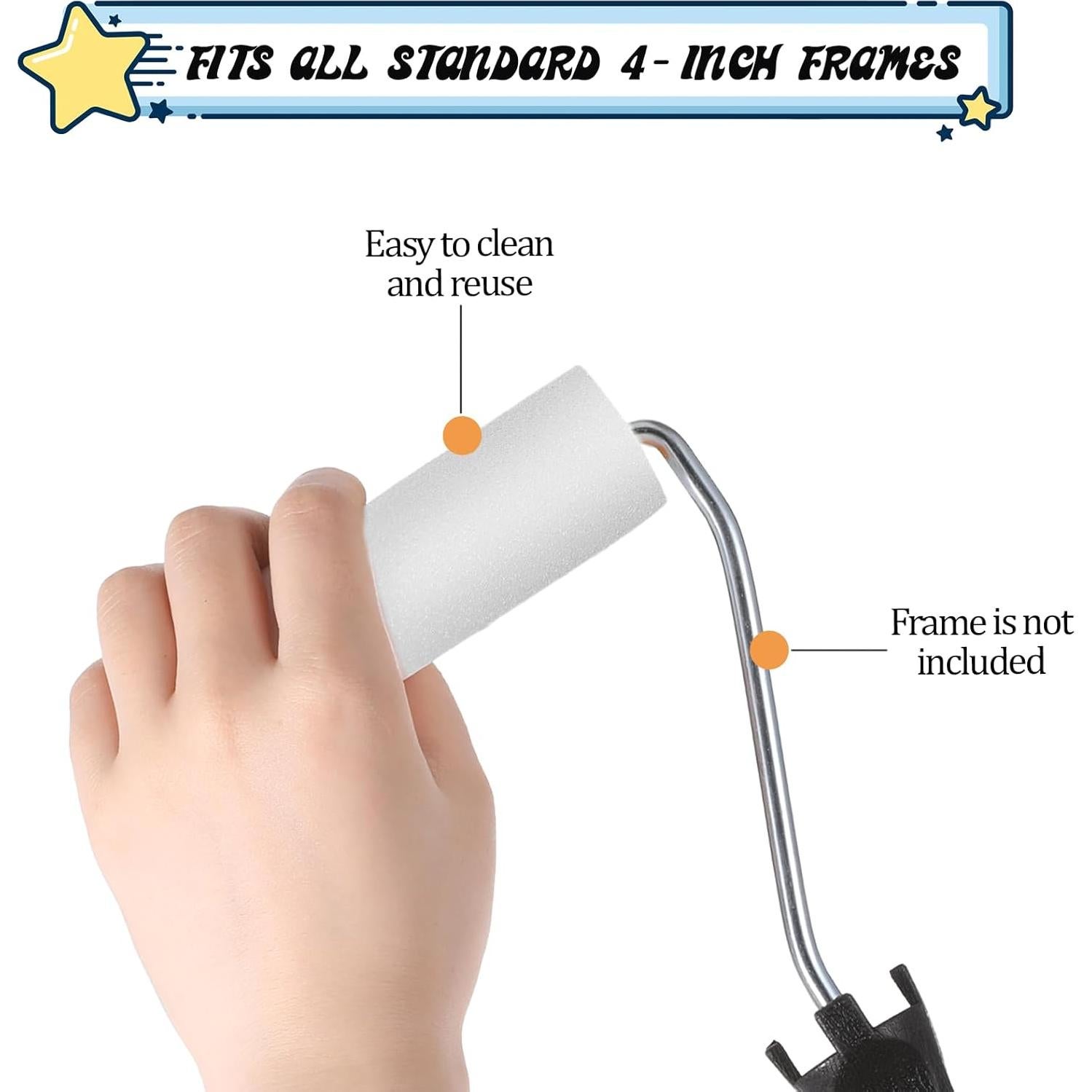 120 Mini Rodillos de Pintura de Espuma EupHHonycs 10cm Blanco