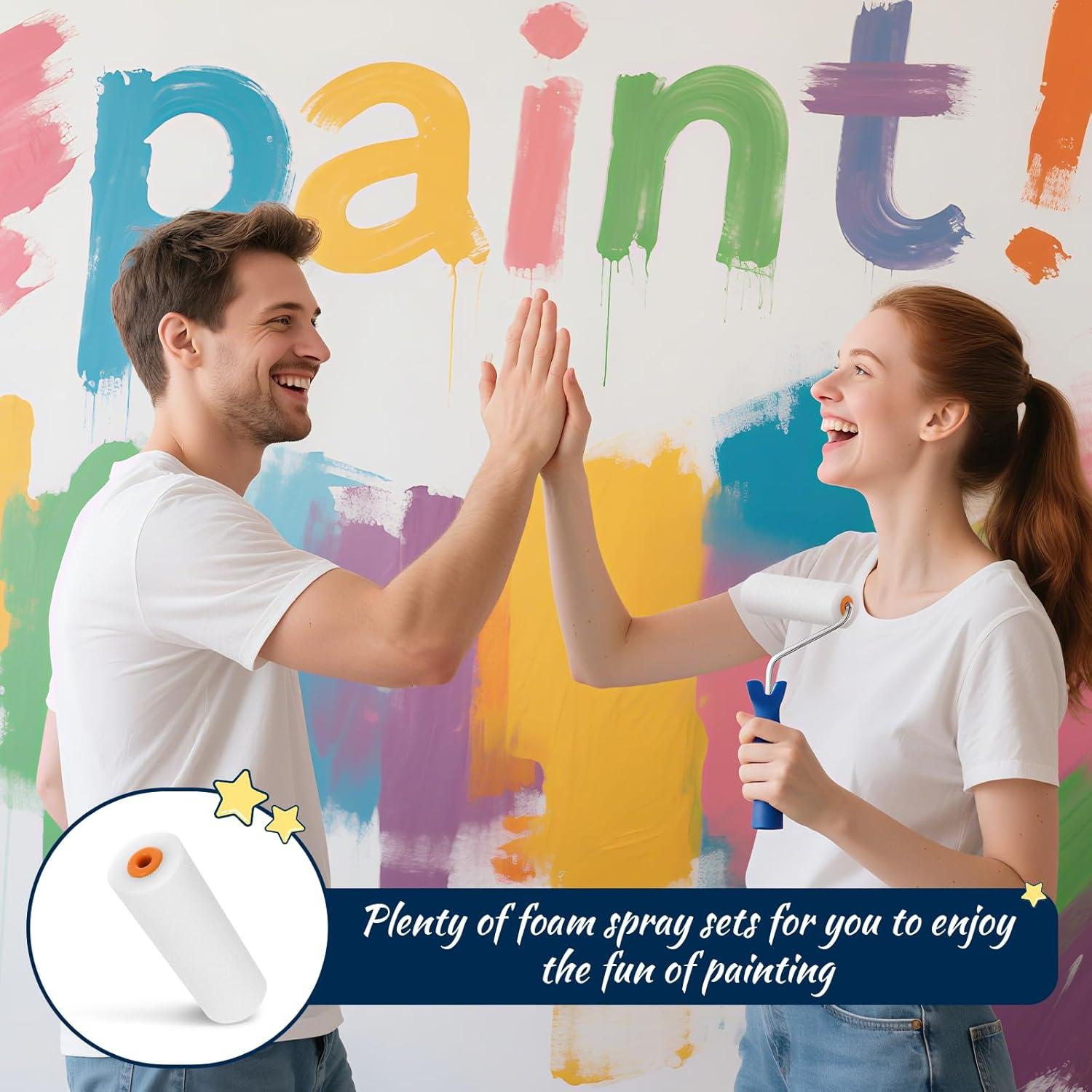 120 Mini Rodillos de Pintura de Espuma EupHHonycs 10cm Blanco