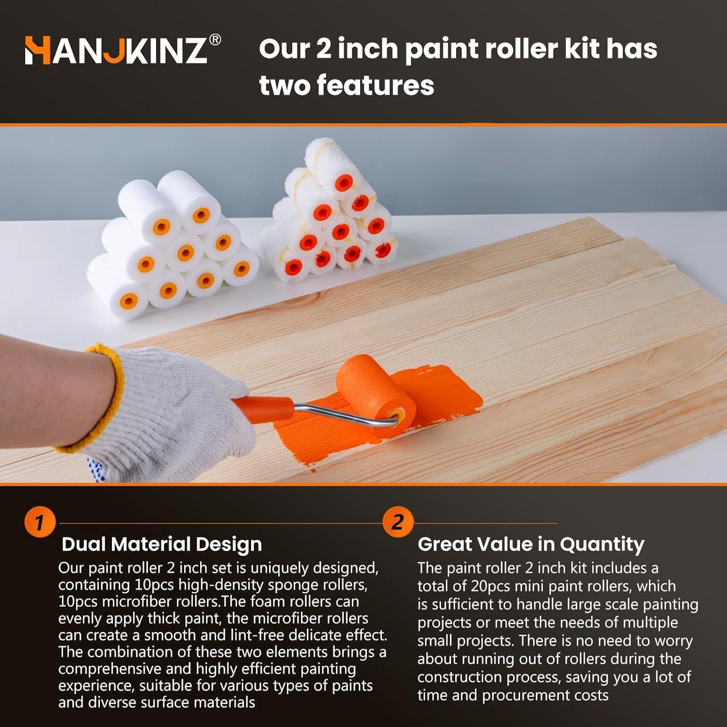 Kit de Rodillos de Pintura 20 Piezas 2" Espuma y Microfibra