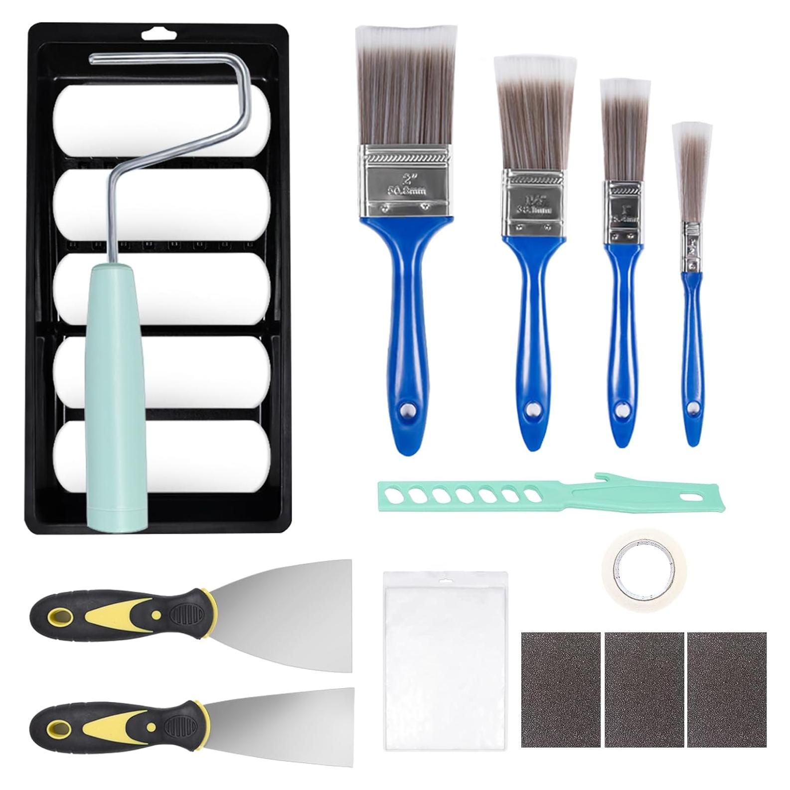 Kit de Rodillos de Pintura 19 Piezas Ozzagar - 4" Rodillo, Brochas y Más