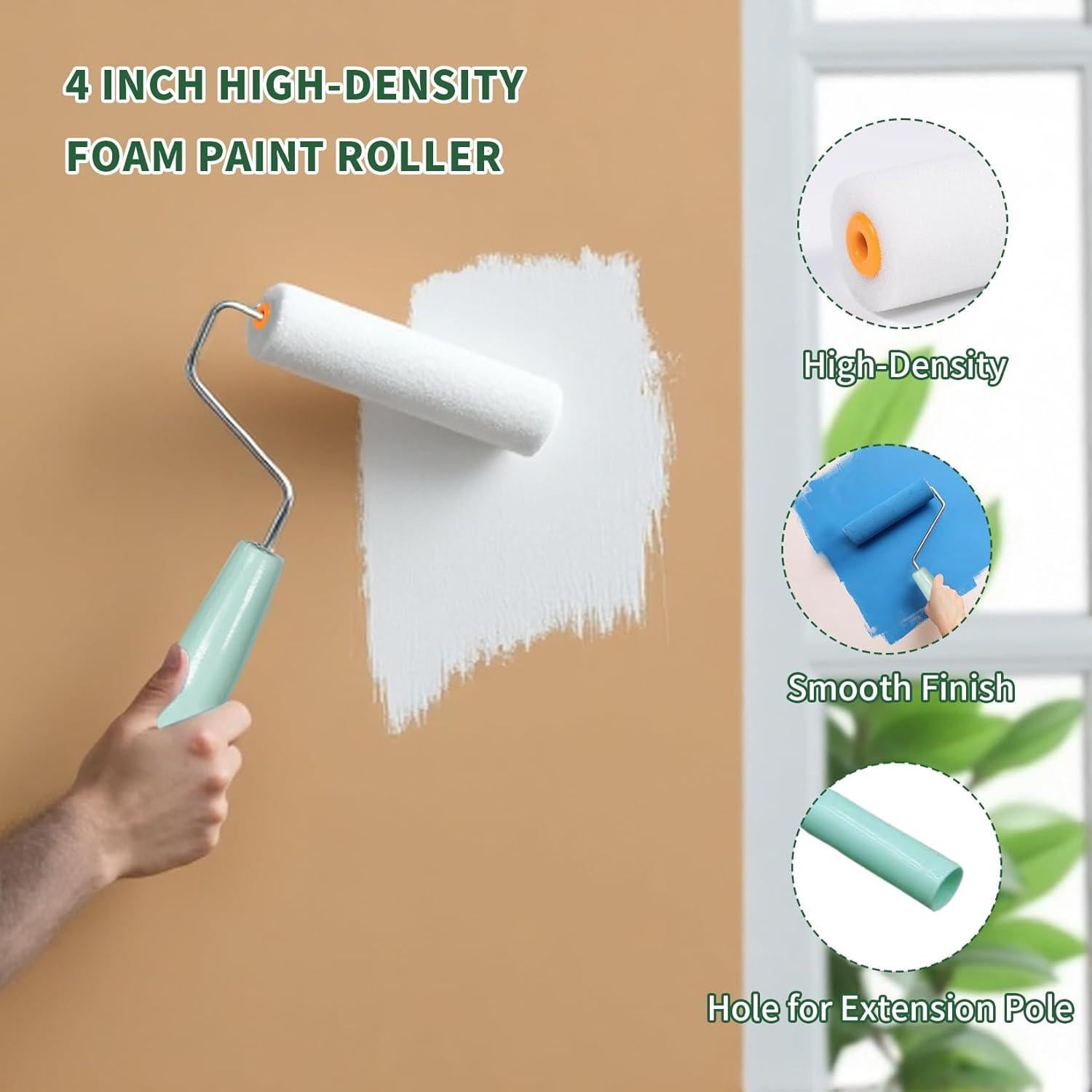 Kit de Rodillos de Pintura 19 Piezas Ozzagar - 4" Rodillo, Brochas y Más