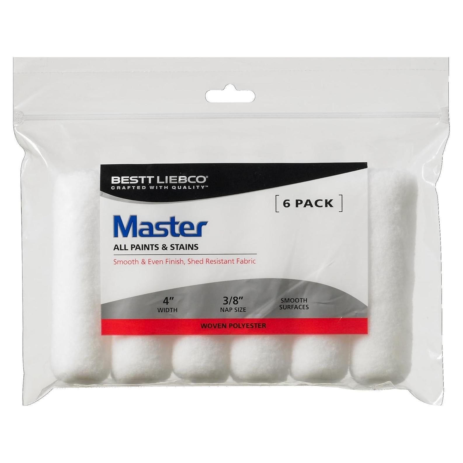 Mini Rodillos Resistentes a la Pérdida de Fibras Bestt Liebco - Paquete de 6