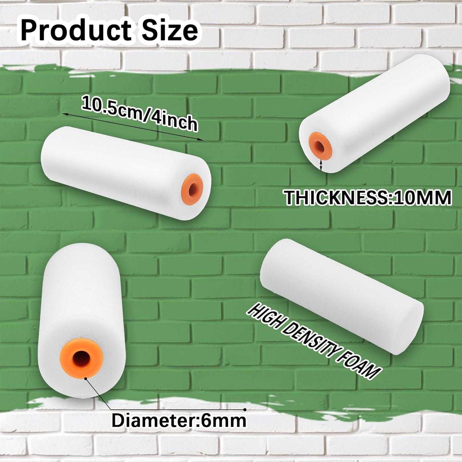 100 Pcs Rodillo de Pintura Mini 10.16 cm KoMvzyl Espuma Densa